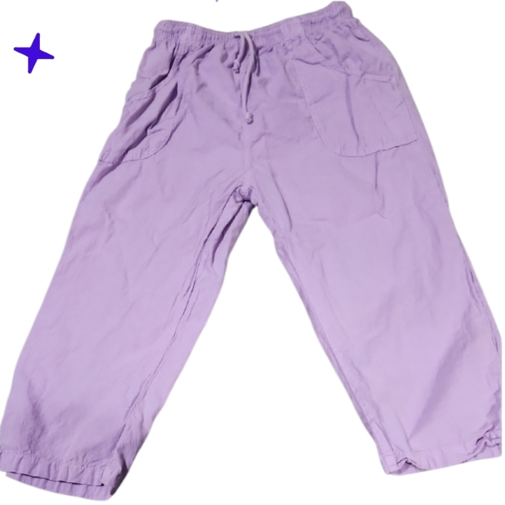 100% Cotton Med Jrs Lavender Capris Elastic Waist